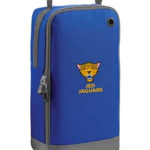 Royal Blue Boot Bag embroidered with the Jed Jags logo